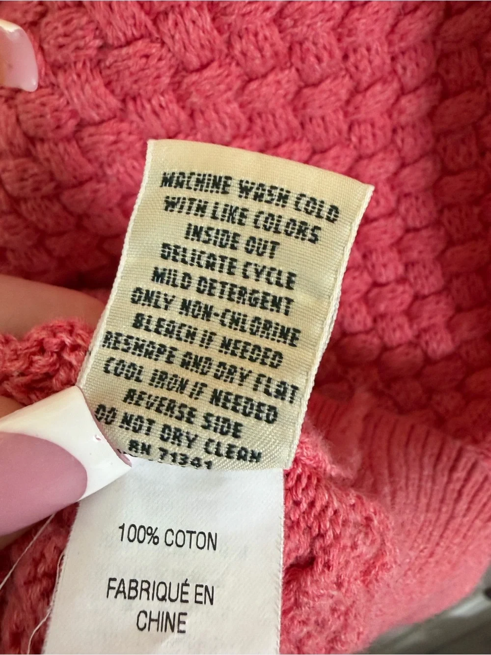 L.L. Bean Women's Rose Textured Crewneck Sweater 100% Cotton
